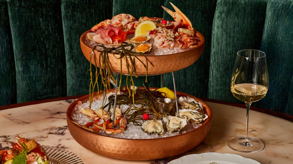 Seafood tower at Bourbon Steak San Francisco restaurant 