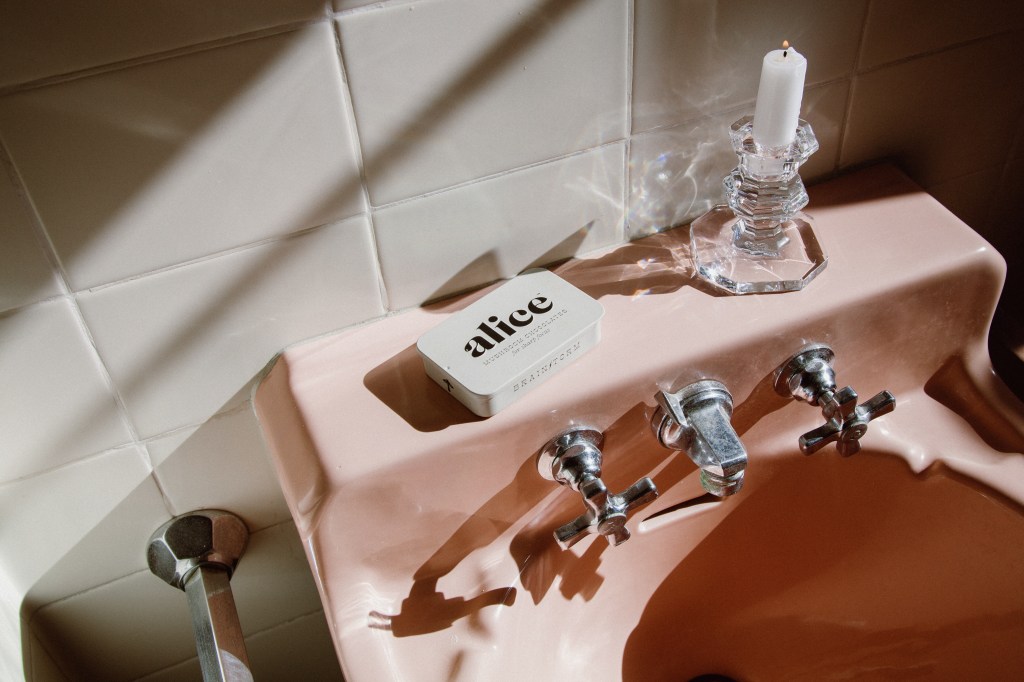 alice mushrooms chocolates on sink